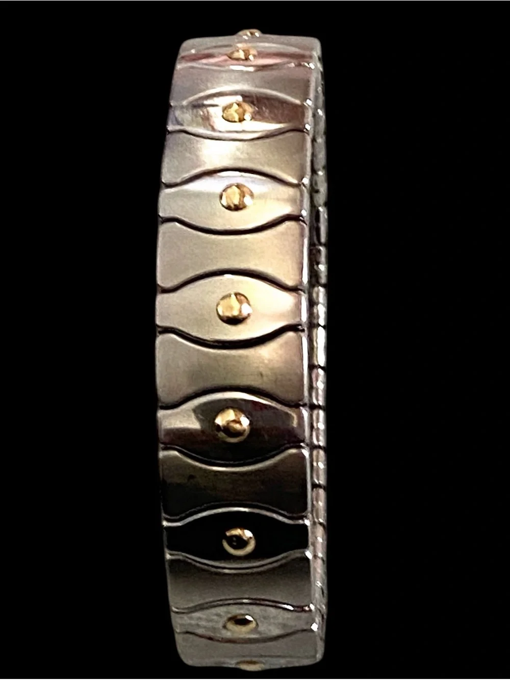 Vintage Milor stainless steel & 18k yellow gold stretch flex unisex bracelet